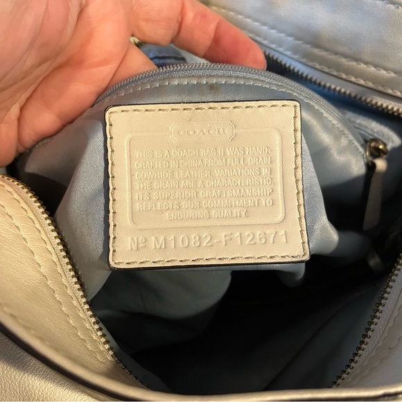 COACH M1082-F12671 Zoe Hobo Shoulder Bag cream winter white gold lt blue lining - Picture 4 of 13